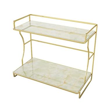 Imagem de Organizador de bancada de banheiro, organizador de maquiagem, bandeja de 2 camadas para perfume, maquiagem e artigos de higiene pessoal, prateleira de cosméticos de banheiro para cômoda, bancada e