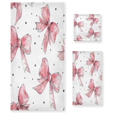 Imagem de xigua Conjunto de toalhas de banheiro com laço absorvente macio 3 peças toalha de banho toalha de mão toalhas decorativas para banheiro, academia, hotel, praia, piscina