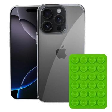 Imagem de Kit Capa Crystal Slim Para Iphone 16 Pro Max + Ventosa Verde