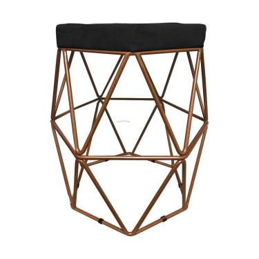Imagem de Puff Decorativo Hexagonal Aramado Cobre Suede Preto