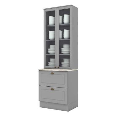 Imagem de Cristaleira Americana Cinza Com Tampo Calcare - Henn