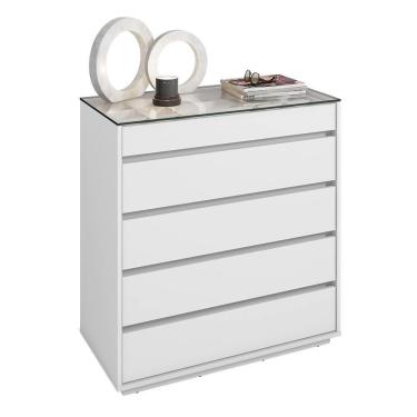 Imagem de Cômoda Belize Belize 5 Gavetas Branco - Casa D Branco