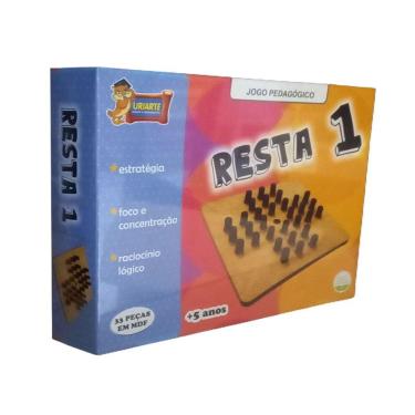 Imagem de Jogo De Tabuleiro Resta Um Pedagógico Em Madeira