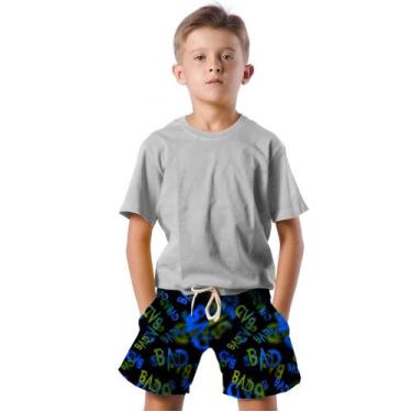 Imagem de Shorts Infantil Bermuda Calção Praia Verão Bad Bad Arte 434, 10