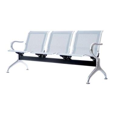 Imagem de Cadeira Longarina Aeroporto Cromada 3 Lugares - Sala de espera - WAW D