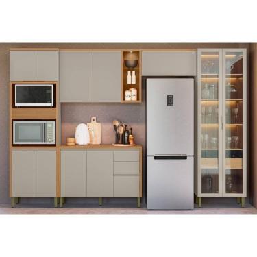 Imagem de Cozinha Completa Allure 5 Peças (2aéreos+1balcão+1cristaleira+1paneleiro) Cp15 Jequitiba-gris Fosco - Linea Brasil