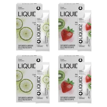 Imagem de LIQUIDZ - Eletrólitos Zero Açúcares - Limonada | Morango - Kit 4 Caixas - 24 sachês-Unissex