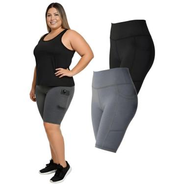 Imagem de Kit 2 Bermudas Fitness Bolsos Laterais Plus Size-Feminino