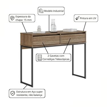 Imagem de Buffet Luce Retro Madeira 2 Gavetas Estilo Industrial Affara
