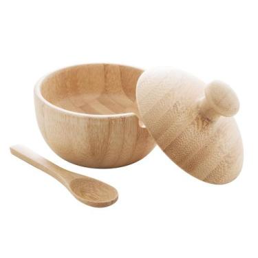 Imagem de Açucareiro com Colher Lyor Verona 10cm x 10cm x 8cm Bambu