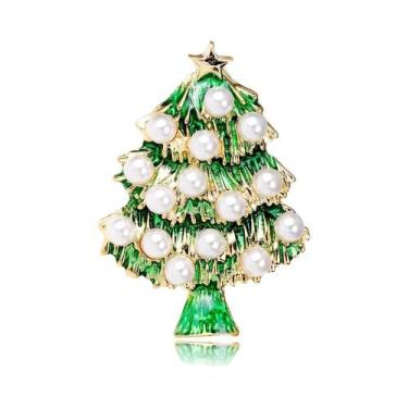 Imagem de Broche Feminino De Natal Com Strass, Design De Pinheiro, Maçã, Sino E 