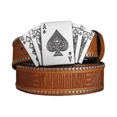 Imagem de Cinto Masculino De Couro Estilo Western Jeans Design De Nicho De Alta 