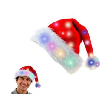 Imagem de Chapéu De Festa De Pelúcia Com LED Piscante Do Papai Noel Para Criança