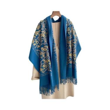 Imagem de Cachecol Feminino Grosso E Quente De Mistura De Caxemira Com Poncho Ca