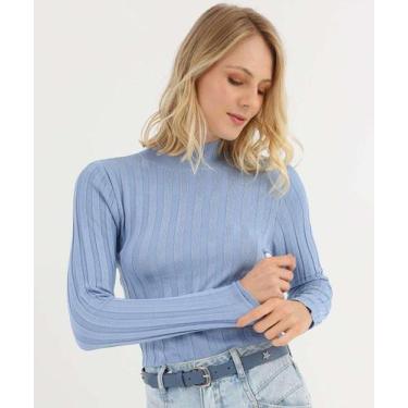 Imagem de Suéter Feminino Cropped Gola Alta Marisa Azul-49045, Azul, M