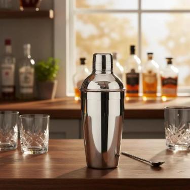 Imagem de Coqueteleira Inox 500ml Cocktail Shaker Cobbler Bartender Profissional