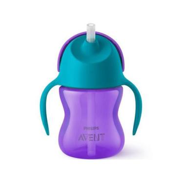 Imagem de Copo Com Canudo Philips Avent Dinossauro Azul E Roxo - 200 Ml