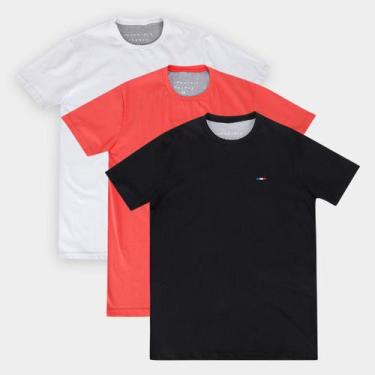 Imagem de Camiseta Básica Industrie Manga Curta Masculina, Preto, Vermelho, M