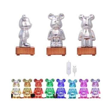 Imagem de Luminária Noturna LED 3D Urso Com Efeito De Fogos De Artifício, USB, R