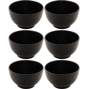 Imagem de 6 Tigelas de Cerâmica Pretas 680ml Bowls Sopas Restaurante Sushi Lyor