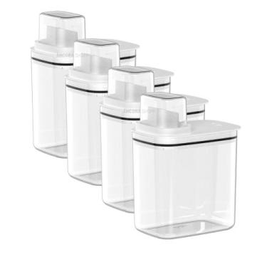 Imagem de Kit 4un Dispenser Flow 1,5 Litros Porta Sabão Líquido Amaciante Alveja