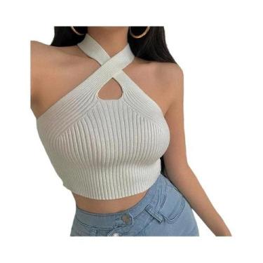 Imagem de Top De Verão Feminino Slim Fit Em Cor Sólida, Básico E Trendy Y2K, Top
