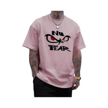 Imagem de Camiseta Masculina Oversized De Algodão Com Estampa 'No Fear' E 'Deter