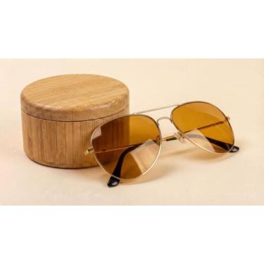 Imagem de Óculos De Sol Aviador Uv400 Retrô Unissex Dirigir/praia Cor:Brown Gold