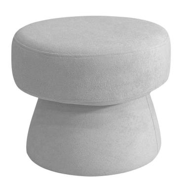 Imagem de Puff Decorativo Redondo Liz Sala De Estar Bouclé Cinza Claro - Nexta Casa