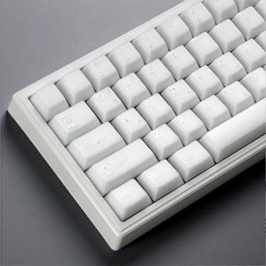 Imagem de dagaladoo White Jade keycap 121 teclas Double Shot pbt teclas translúcidas perfil cereja cerâmica cremoso conjunto de teclas personalizadas para teclado mecânico 60%/65%/75%/TKL/96%/100% US Layout