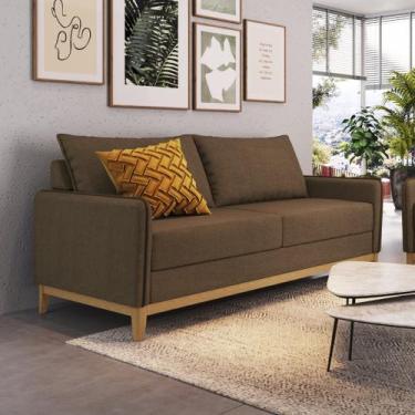 Imagem de Sofá Living Lugano 3 Lugares Estrutura e Pés em Eucalipto Tecido Linho
