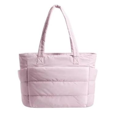 Imagem de Bolsa Puffer Feminina Mala Academia Viagem Nylon Acolchoada Cor:ROSA -