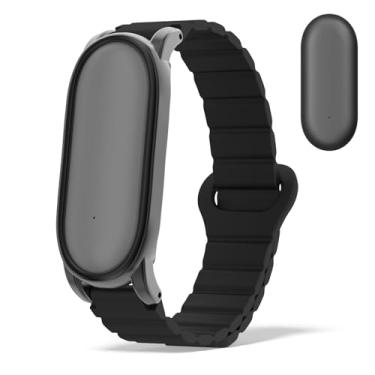 Imagem de Nimuw Pulseira magnética de silicone compatível com PLAUD NotePin & Plaud Note Pin S (2025) com amortecedor de policarbonato para mulheres e homens (preto)