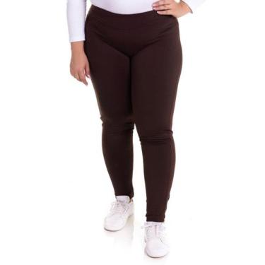 Imagem de Calça Legging Feminina Plus Size Peluciada - Serena, Marrom, G6