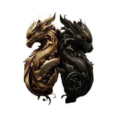 Imagem de Pinturas Em Tela De Animais Leão E Tigre Em Preto E Dourado, Arte De P