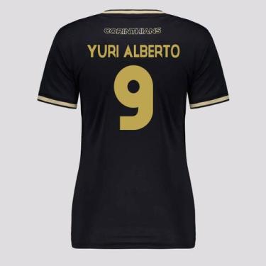 Imagem de Camisa Corinthians Classic 9 Yuri Alberto Feminina Preta - Coimbra, G