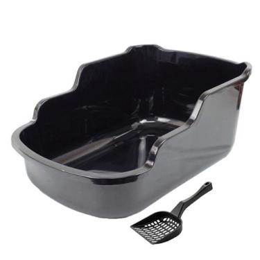 Imagem de Kit Caixa De Areia Aberta Alta Elegance + Pá Higiênica Anti Respingo P