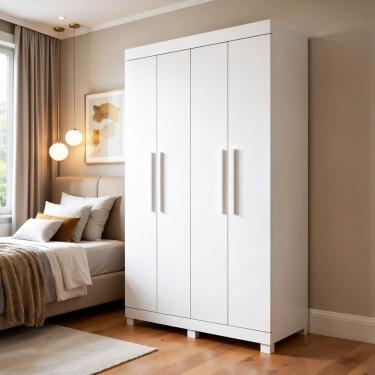 Imagem de Guarda-roupa Casal 4 Portas 2 Gavetas em Mdf Jandaia Branco