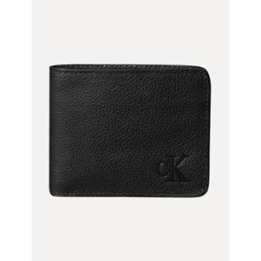 Imagem de Carteira Calvin Klein Jeans Couro Média CKJ Floater Queima Preta-Masculino