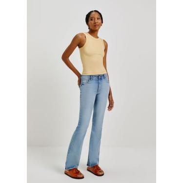Imagem de Calça Jeans Feminina Flare Cintura Média - Hering, 034, Azul
