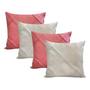 Imagem de Kit 4 Capa Almofada Sala Suede Drapeada Toque Macio 45 X45cm - NoBrand