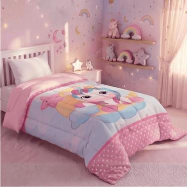 Imagem de Edredom Solteiro Infantil 1PC (EXLCUSIVO) para Meninas 400 Fios Dupla 