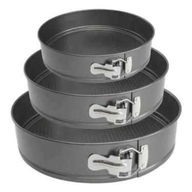 Imagem de Kit 3 Formas Redonda Fundo Removivel Bolo Torta Teflon - MAGAZINE TOP 