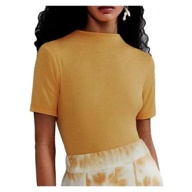 Imagem de Camiseta Feminina Hering MC Canelada Amarela - 4EZV, G, Amarelo
