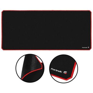 Imagem de Mouse Pad Fortrek Grande 90X40CM Borda Cor Vermelha Base em  Microfibr