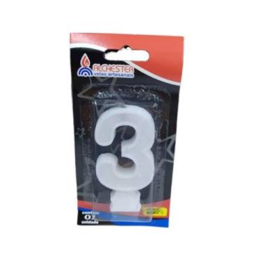 Imagem de Vela Aniv C/Gliter 3 Branco Alchester Velas - ALCHETSTER, Unico, Unico