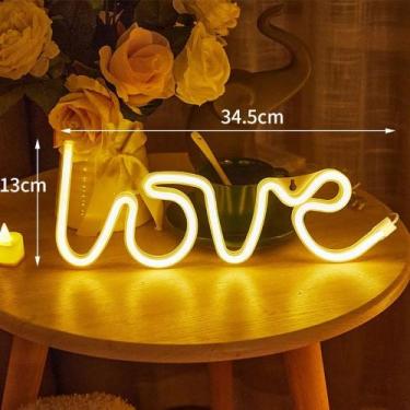 Imagem de Placa Led Love Luminária Neon Lâmpada Acrílica Amarelo - Coisaria