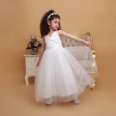 Imagem de Vestido festa infantil daminha tamanho 6 branco - Hipnose