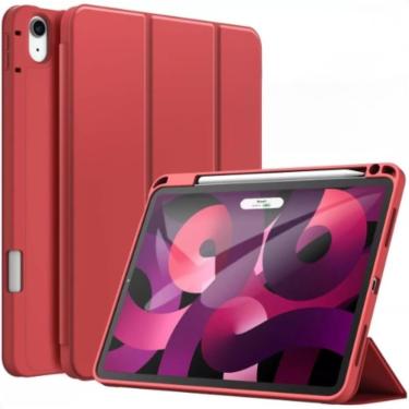 Imagem de Capa para Tablet Ipad 10a Geração 2022 com Suporte para Caneta A2696 A2757 A2777 Vermelha