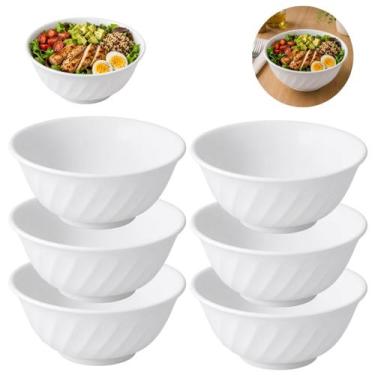 Imagem de 6 Tigelas Saladeira Melamina 1,5L Pote Branco 1500ml - Fx